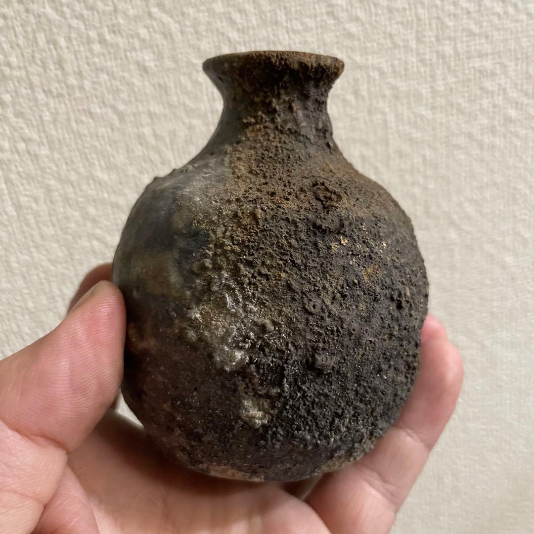 SNT12 古伊賀蹲花入　古伊賀　掛花入　茶道具　一輪挿 蹲 茶道具 蔵の整理品