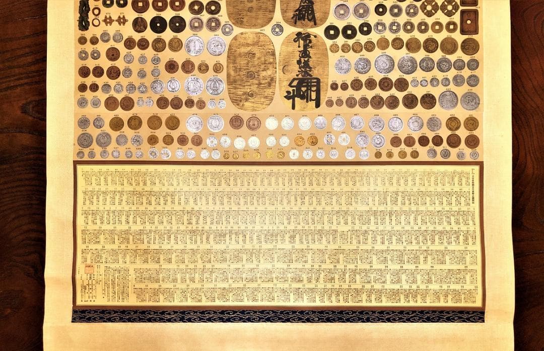 【 大日本帝國古今貨幣之圖 】　216×88ｃｍ　昭和11年　名大図書室同一品