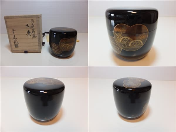 大幅値下げ ◆大棗 ◆団扇蒔絵◆竹内幸斎作◆新品◆