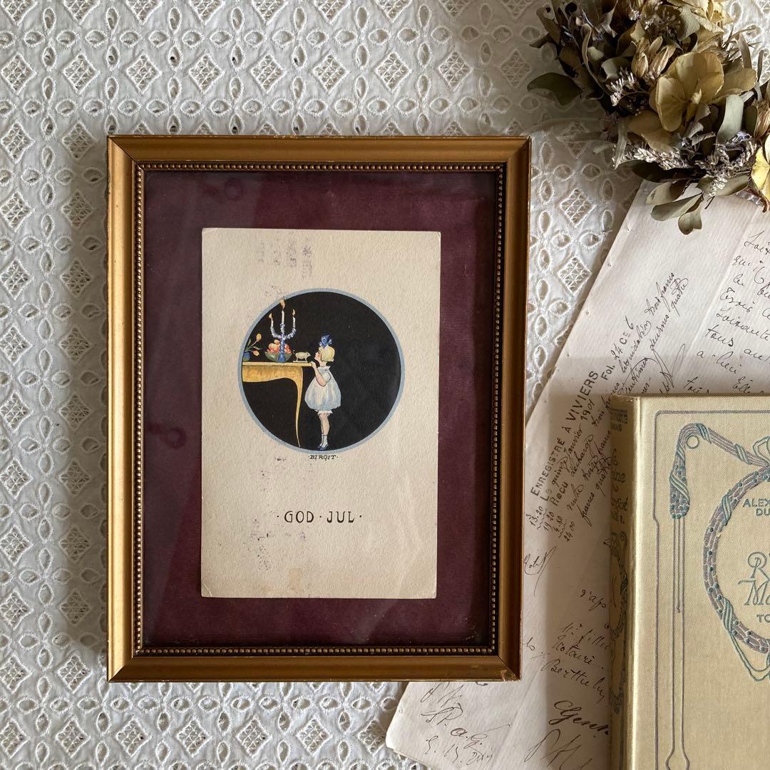 アンティークフレームD★1920年代超希少なBIRGITのアンティークカード入り