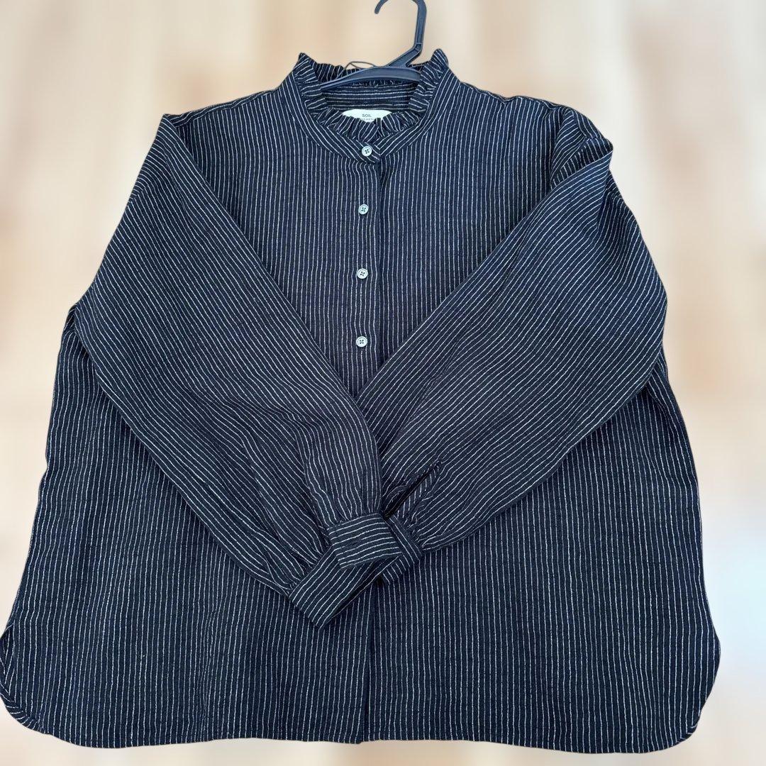 ウール/リネン ストライプ シャツ サイズ2