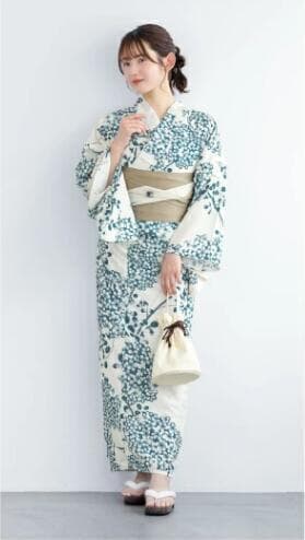 画像の帯+お任せ下駄（鼻緒白以外）つき◆ノー皺加工最高級クールパス浴衣