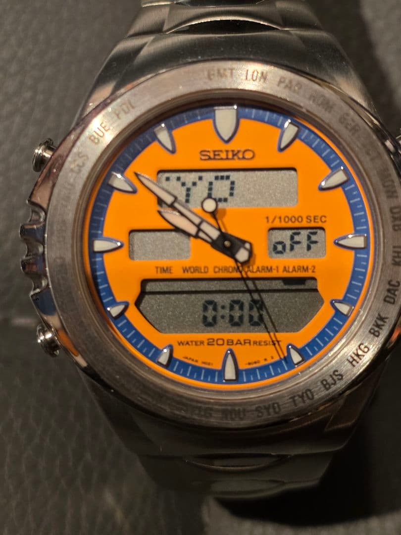 セイコー ジウジアーロ マッキナ・スポルティバ オレンジ アナデジ クロノ