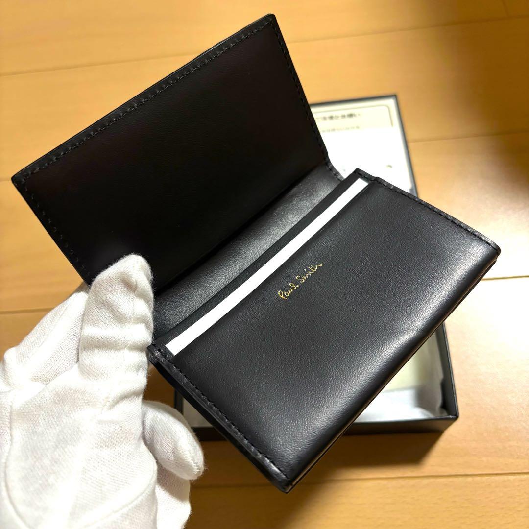Paul Smith シグネチャーストライプインバーテッド　名刺入れ　黒　新品