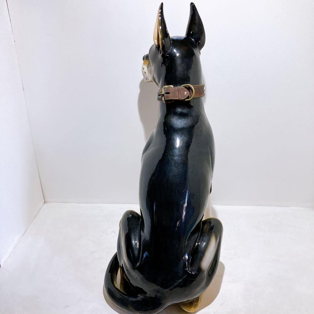 ベルジアン ドーベルマン 置物 オーナメント オブジェ 陶器製品 86cm