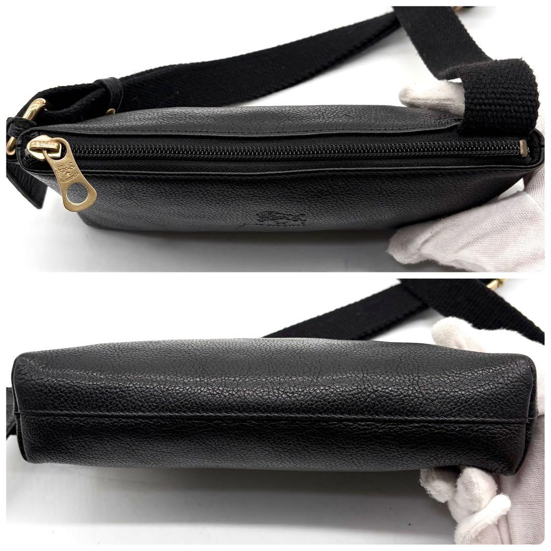 【美品】イルビゾンテ ショルダーバッグ ボディバッグ レザー ブラック