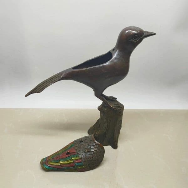 銅器 カササギ鳥薫炉 薫香炉 茶道具 香道具 装飾品 工芸品 置物