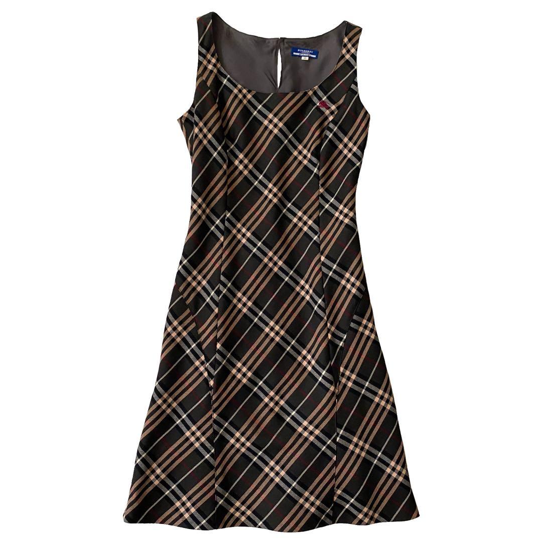 美品 バーバリーブルーレーベル ノバチェック ワンピース ワンポイントロゴ 38