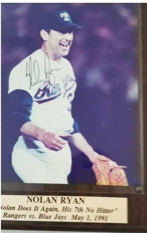 ノーラン・ライアン、直筆サイン入、フォトフレーム、MLB公式商品。MLB証明刻印