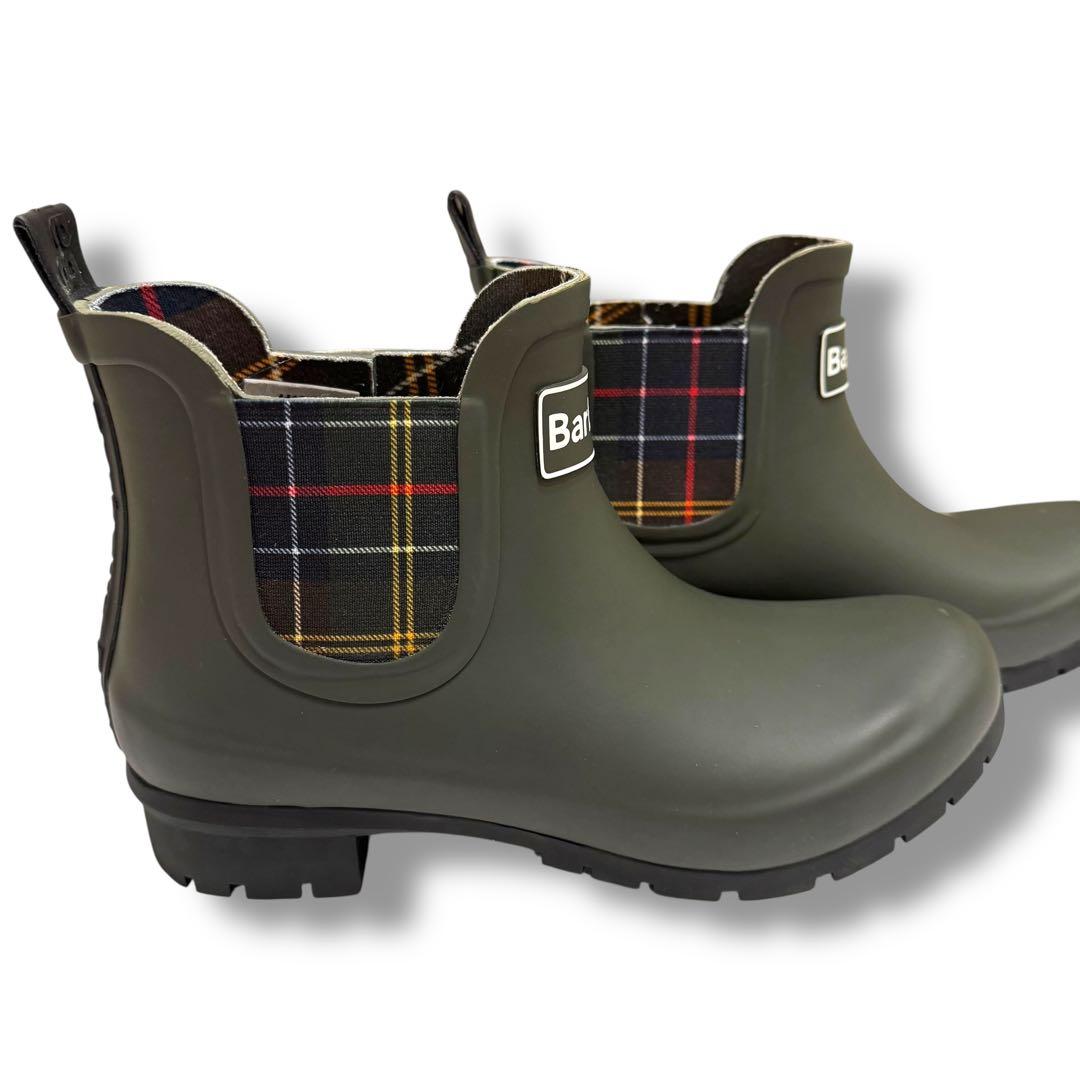 極美品 現行品 BARBOUR バブアー ショートレインブーツ タータンチェック