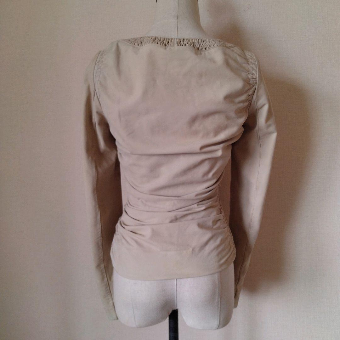 Gucci ベージュ レザー シングルライダースジャケット 40 ヴィンテージ