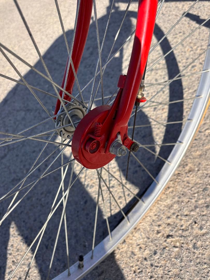 レトロ風 自転車 シングルギア 赤 中古 現状渡し