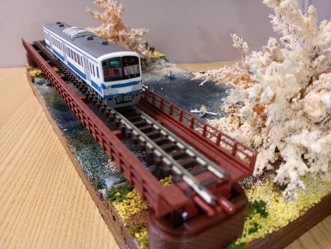 Nゲージ 鉄道模型 桜の風景ジオラマ（その4)