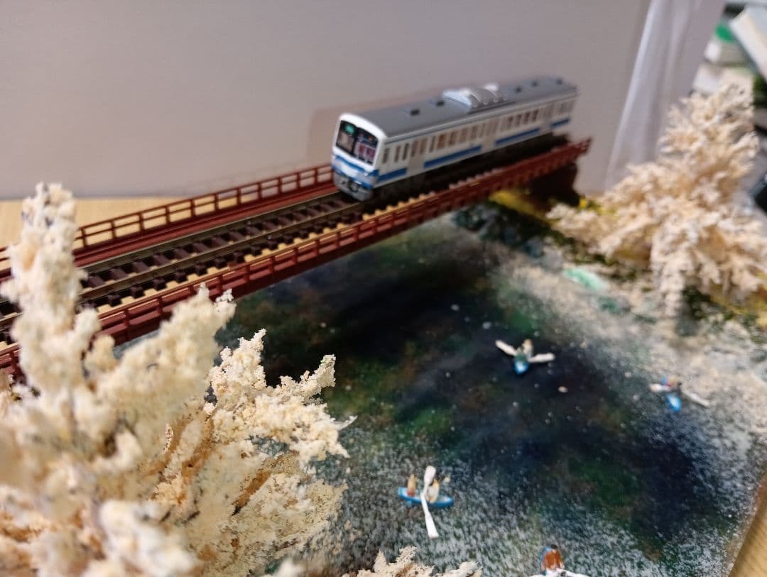 Nゲージ 鉄道模型 桜の風景ジオラマ（その4)