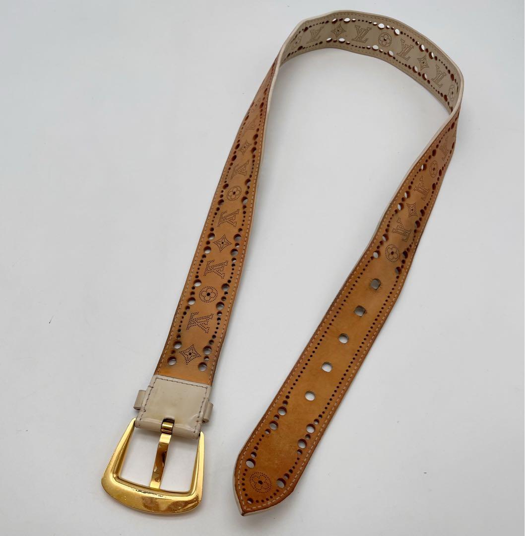 ルイヴィトン サンチュール フェニックス ベルト パンチング 85/34 白系