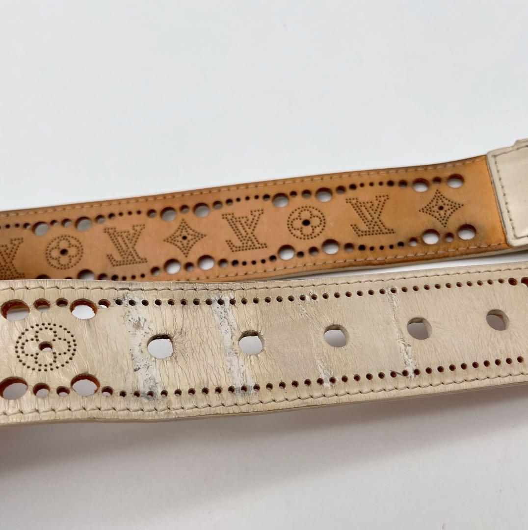 ルイヴィトン サンチュール フェニックス ベルト パンチング 85/34 白系