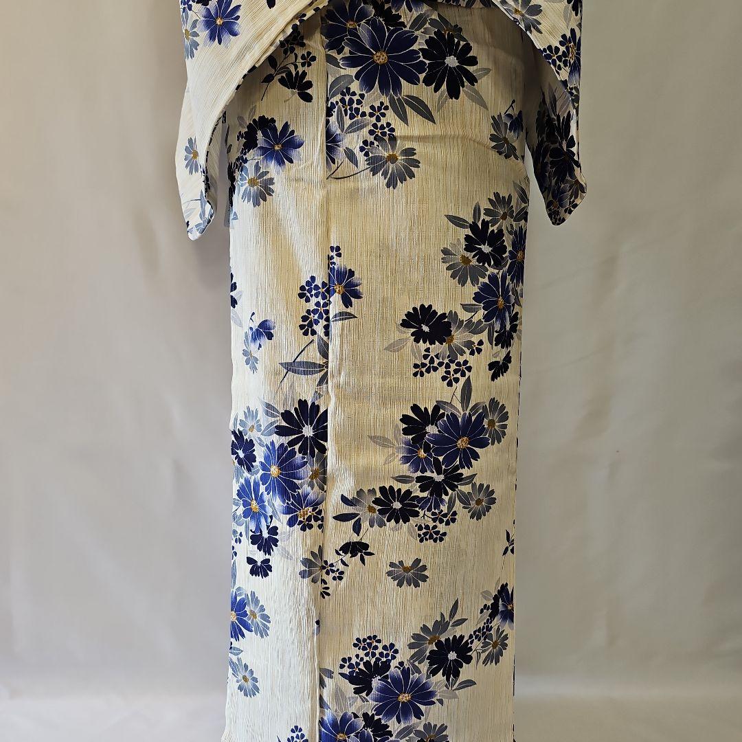 浴衣☆プレタ☆新品☆綿麻☆花柄☆裄67cm☆単衣☆夏着物☆夏祭り☆レディース
