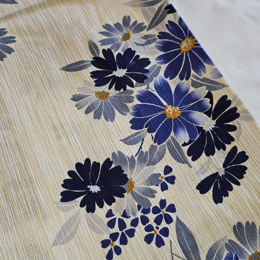 浴衣☆プレタ☆新品☆綿麻☆花柄☆裄67cm☆単衣☆夏着物☆夏祭り☆レディース