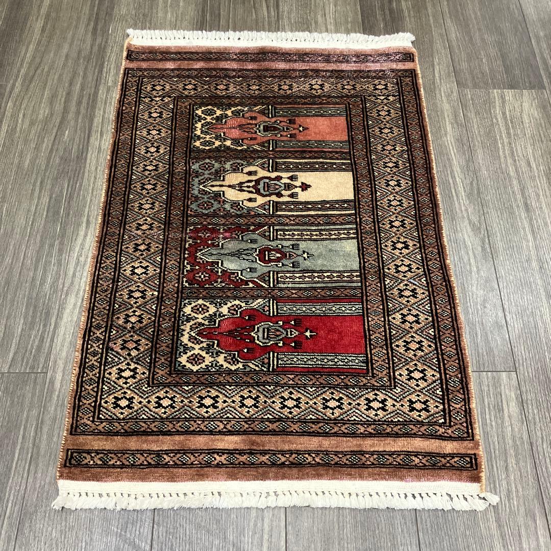 92x61cmヴィンテージ トライバルラグ手織り絨毯カシミリヤンアンテイーク絨毯