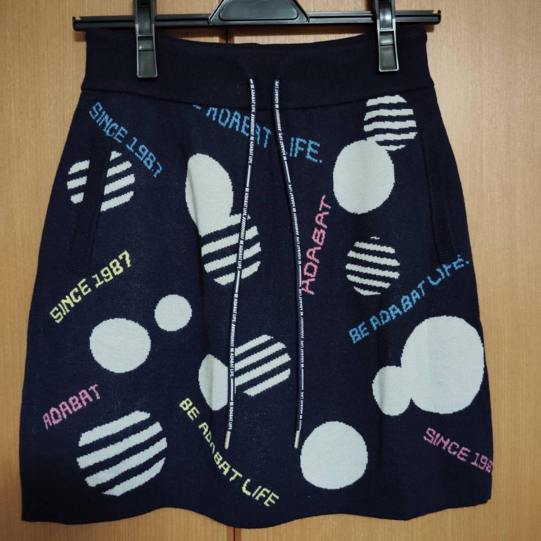 アダバット adabat ニットスカート ロゴ＆ドット 38 M 定価3万