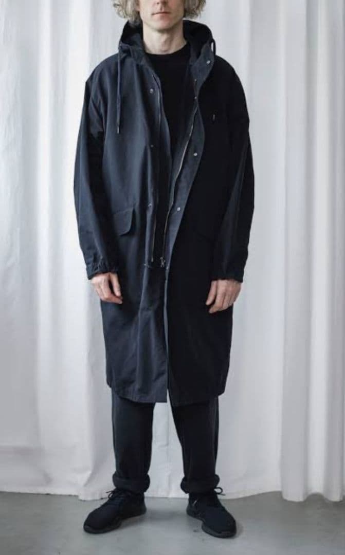 COMOLI コモリ コットンナイロンフーデッドコート ブラック 2