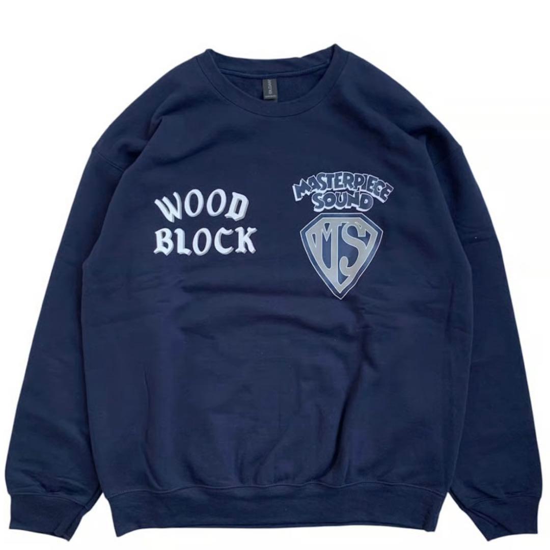 WoodBlock 8oz CREW SWEAT 紺 navy スウェット XL