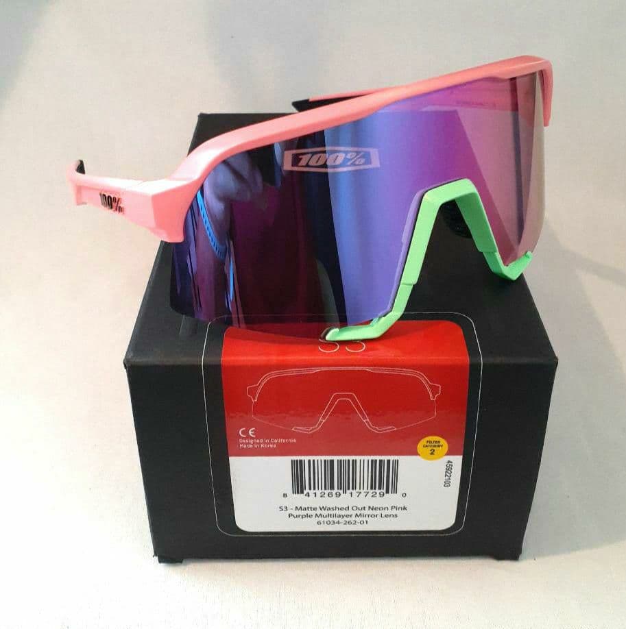 ほり 100% S3 ネオンピンク パープルミラーレンズ ワンハンドレッド