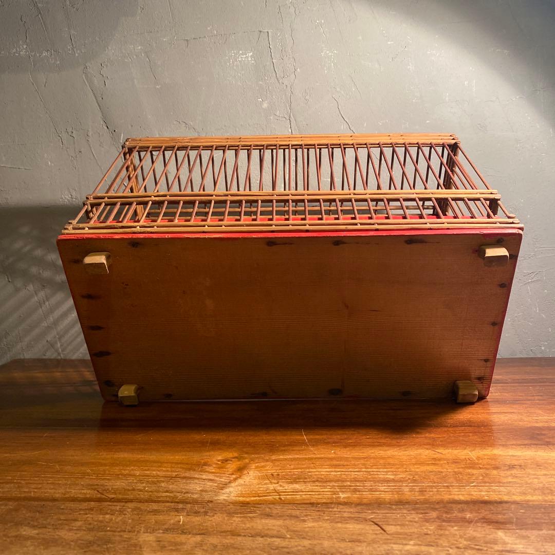 時代物 四脚 竹製鳥かご メジロ 骨董品 古道具 インテリア 上手