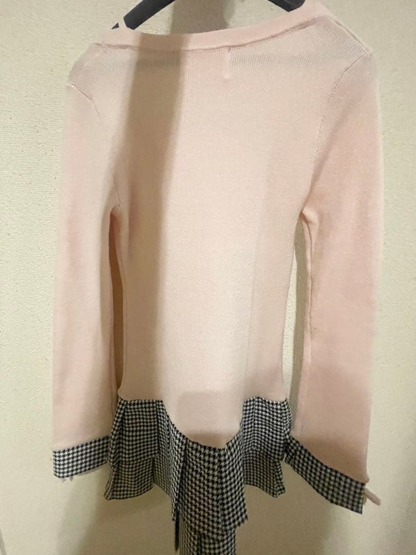 HONEY MEW　千鳥プリーツドッキングワンピース　ピンク　XS　ハニーミュウ