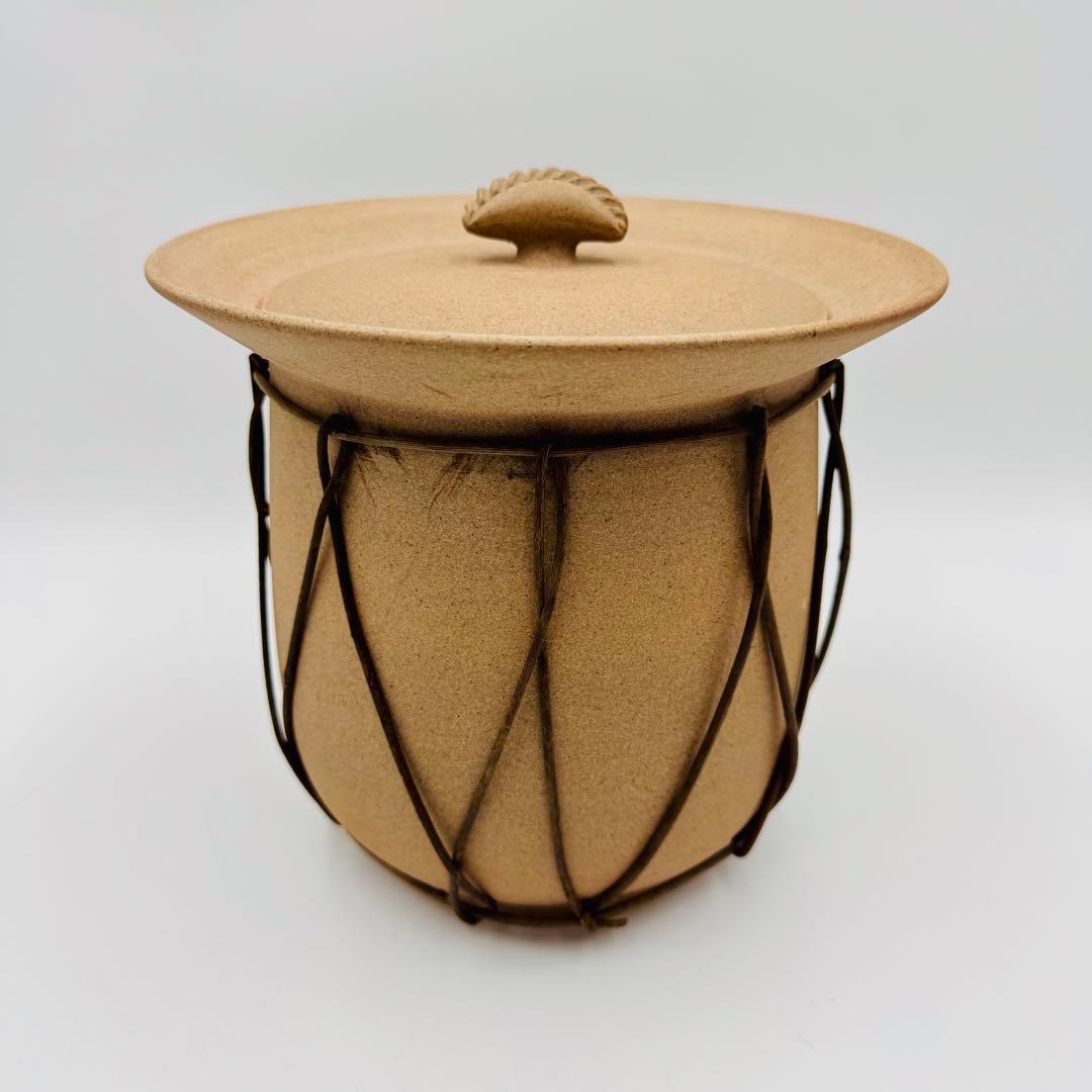 【楽斎　赤膚焼　春日大社　ほとぎ水指　共箱　茶道具】共布骨董　アンティーク