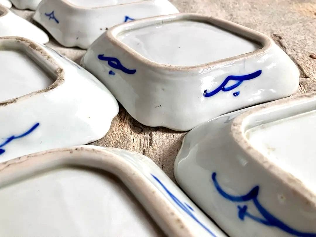 ✅骨董✅アンティーク/菱形皿絵付け/８客セット