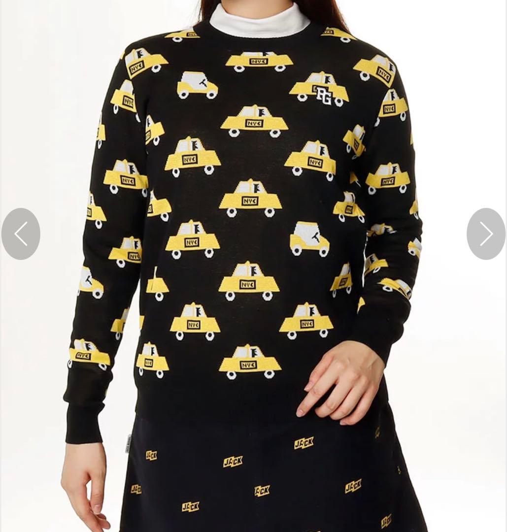 パーリーゲイツ TAXI総柄ジャガード長袖ニット