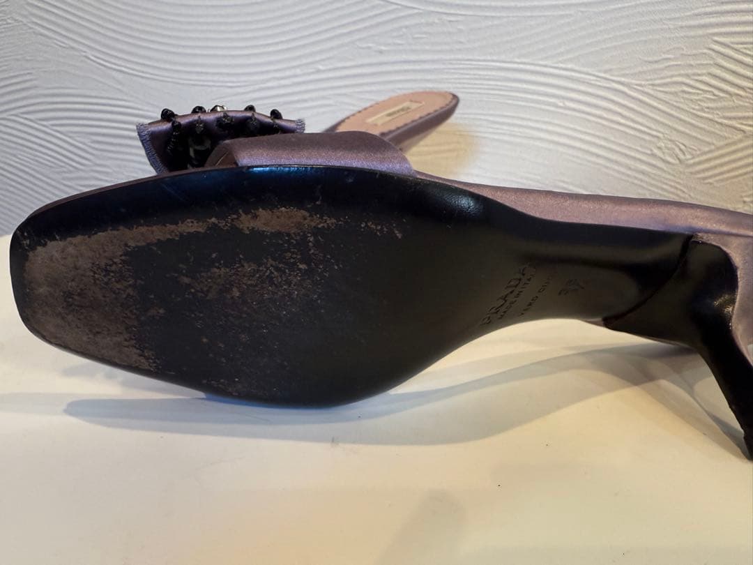 PRADA ビーズ装飾 紫色 オープントゥサンダル