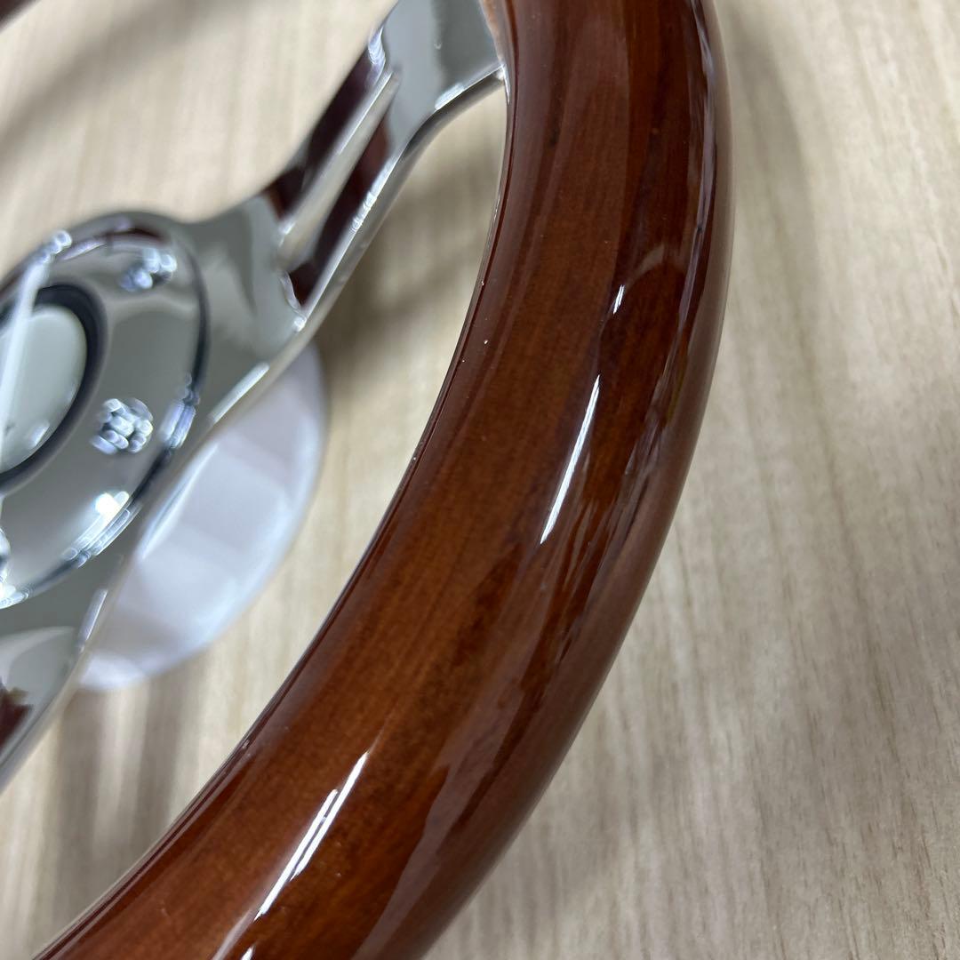 29パイ　ウッドとクロームの3本スポークステアリング