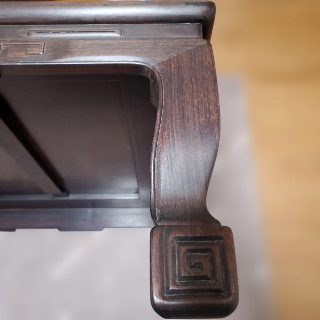 【現地受渡】紫檀製ダークブラウン座卓 縦80cm×横121cm×高さ33cm