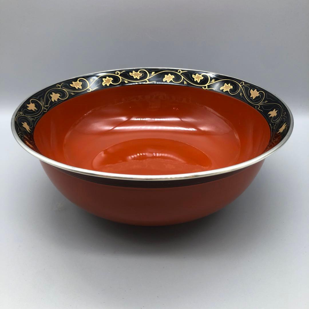 宮内庁御用達木箱入り新品未使用山田平安堂唐竹蒔絵兜鉢高級漆器飾りボウル24cm