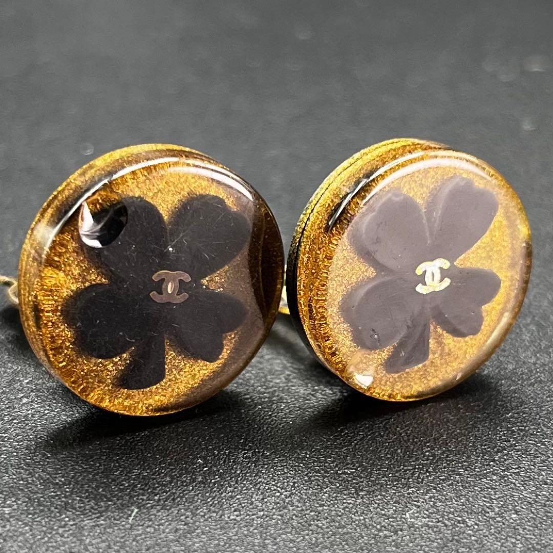 超希少 シャネル イヤリング クローバー ココマーク レジン ヴィンテージ