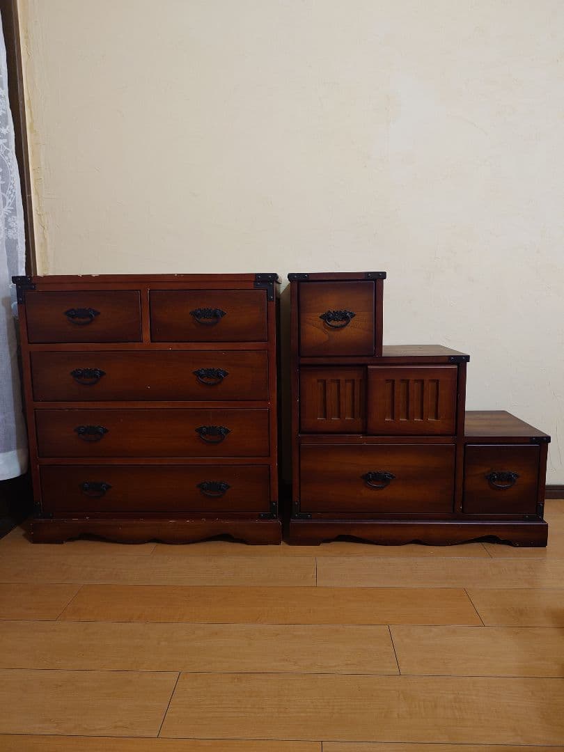 木製和風タンス 5引き出し ブラウン