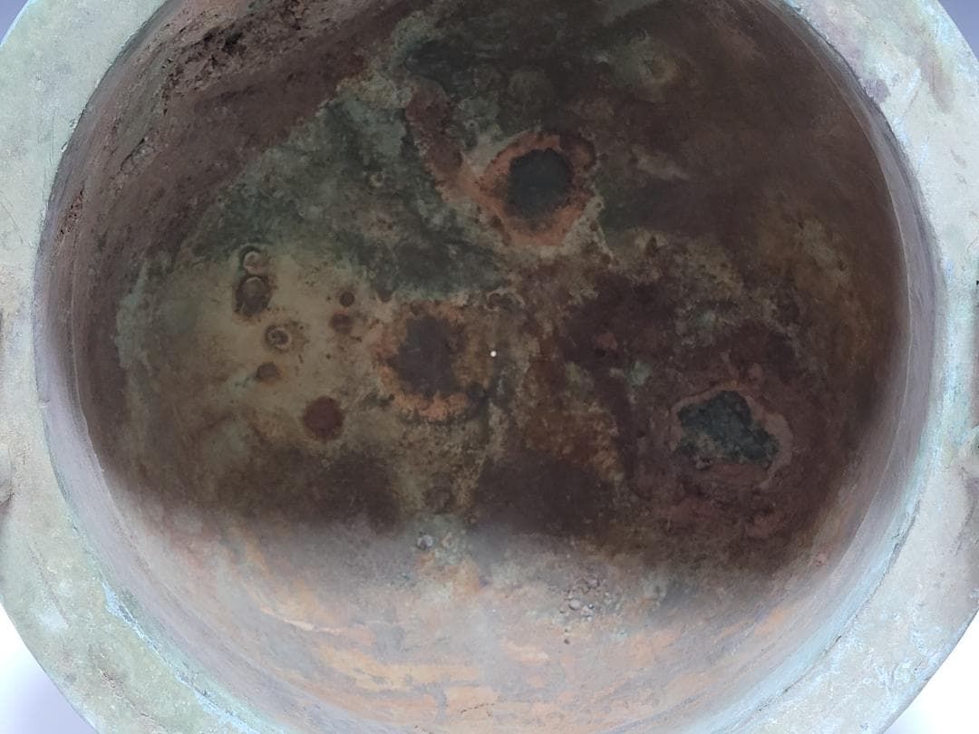 古青銅造 三足両耳 香炉 春秋戦国漢時代 高さ約31.5cm