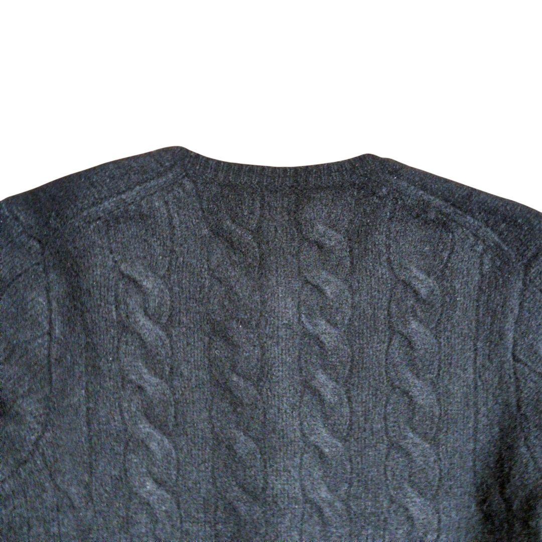 ポロラルフローレン ケーブルニット カーディガン カシミヤ混 ホース刺繍 黒