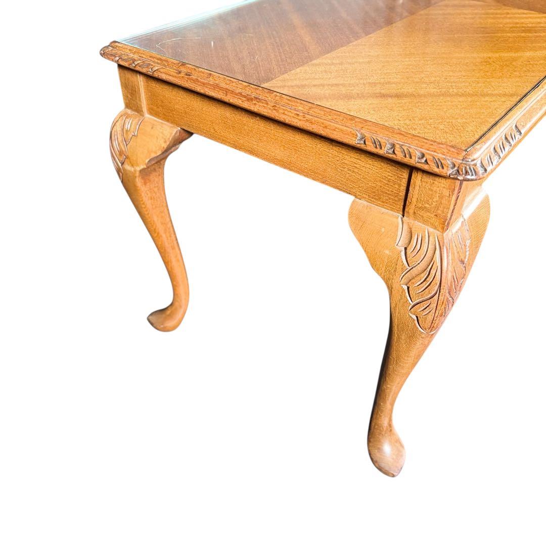 HR754 【ビンテージ】イギリス　英国　アンティーク　ガラストップローテーブル