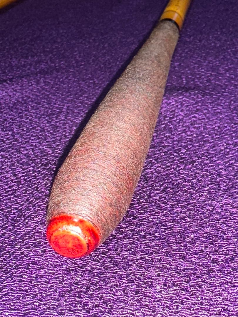 貴重な、初代 貞石匠作 竹しぐれ　黒口巻 15尺 5本継 綿握り