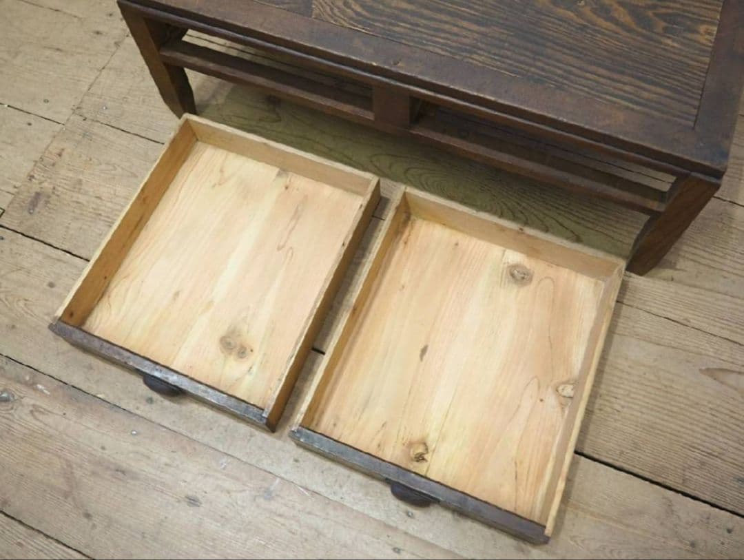 1085 アンティーク　文机　ローテーブル　抽斗　展示台　レトロ　大正ロマン