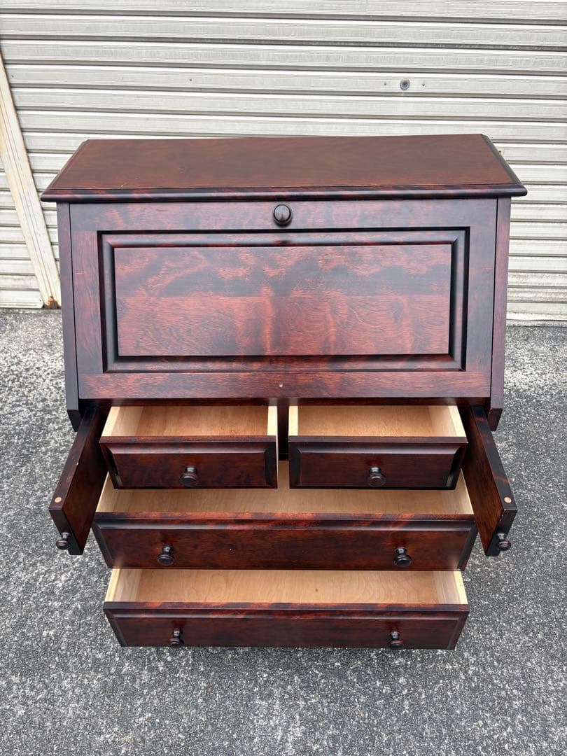 木製文机 ダークブラウン 4引き出し