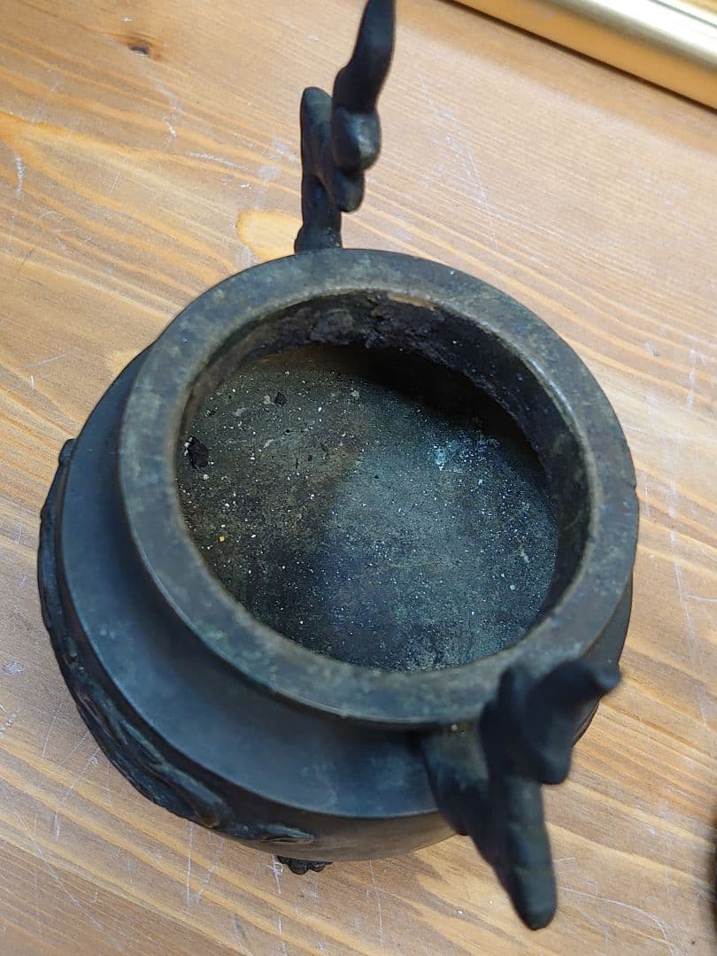 開運 龍 龍神 龍&獅子香炉 ブロンズ製（真鍮製）