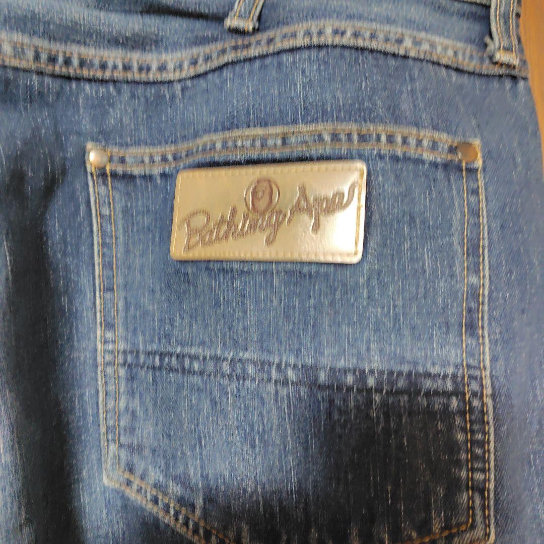 アベイシングエイプフロントBape ロゴ ストレートデニム インディゴブルー