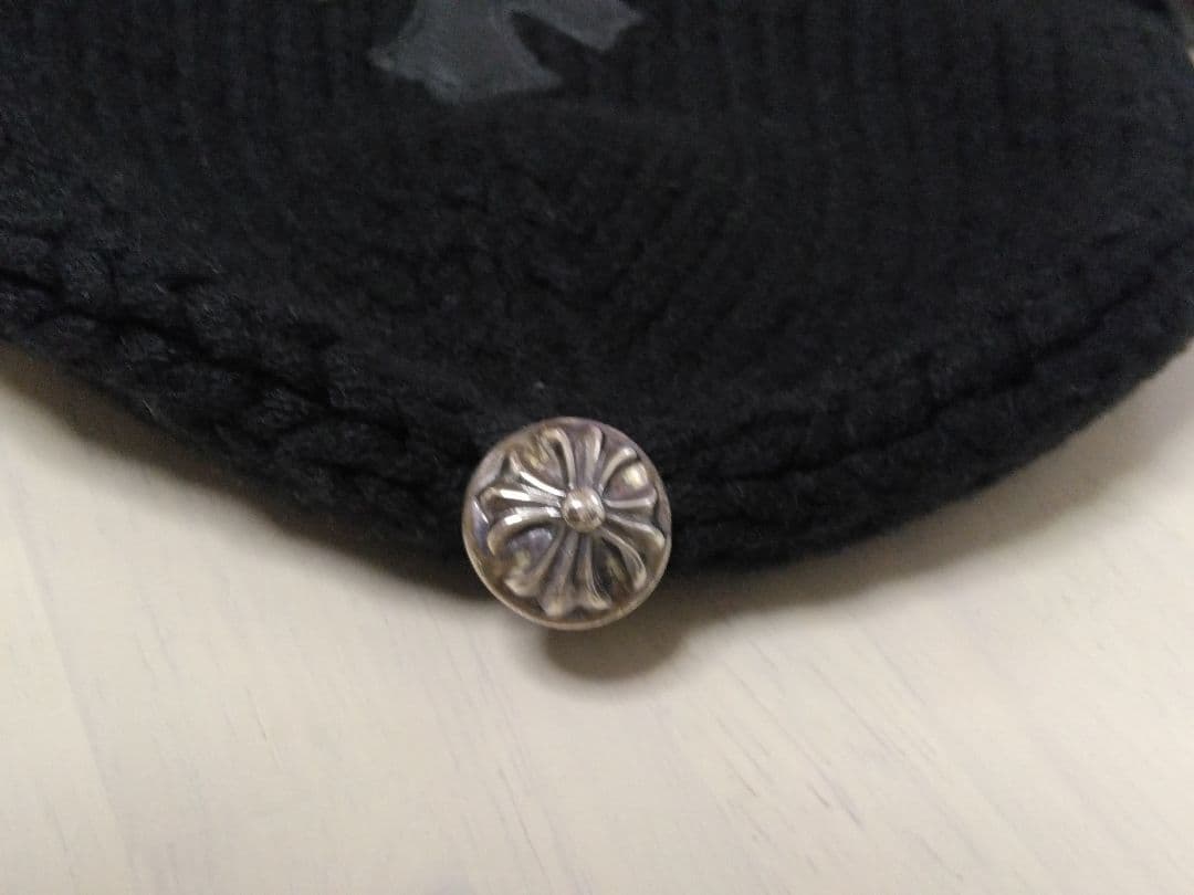 CHROME HEARTS クロムハーツ／クロスパッチ付カシミヤニット帽／シルバ