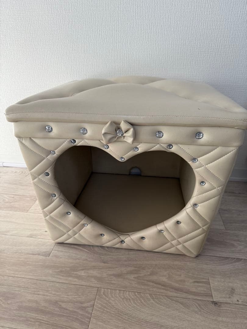 高級 ペットハウス スツール兼用 姫系 フレンチインテリア 小型犬用 レザー調