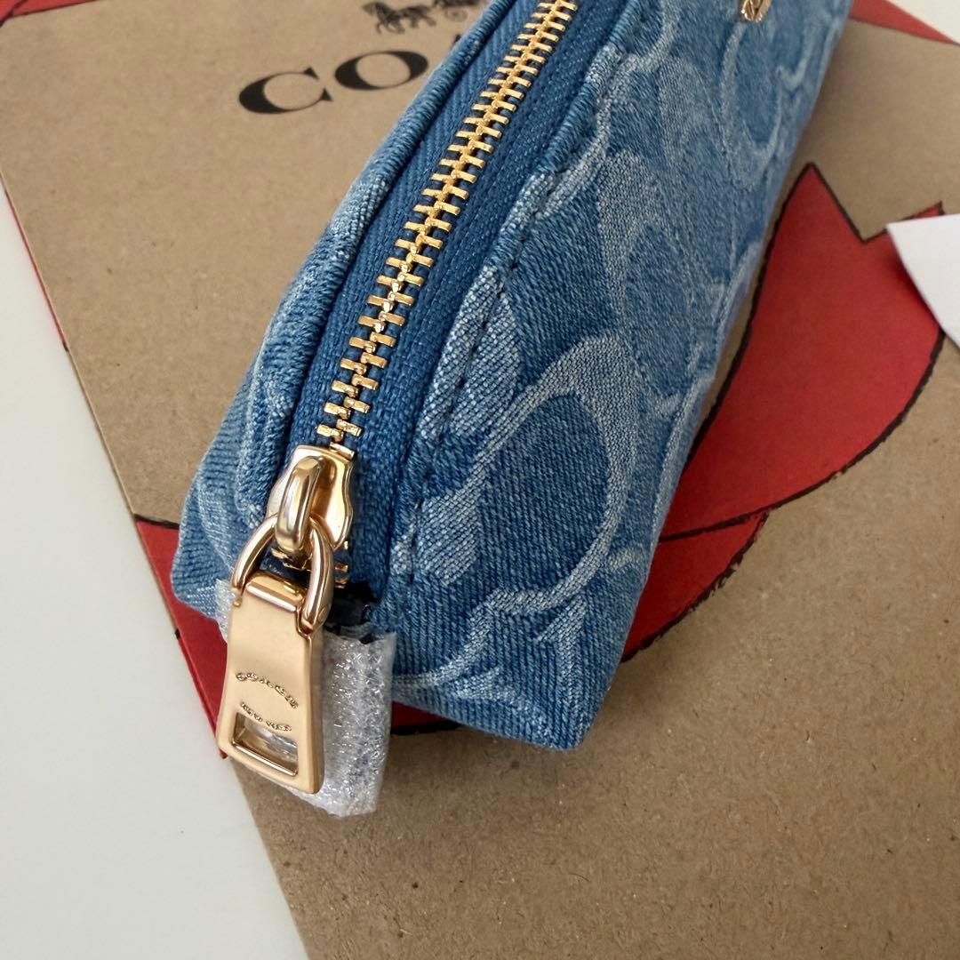 コーチ☆新品☆シグネチャー デニム ペンシルケース/コスメケース 青 ブルー