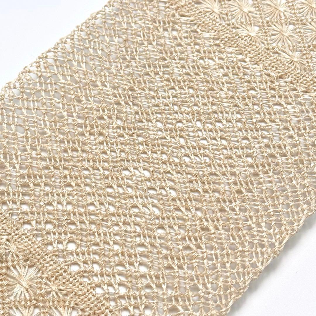 アバカ　半幅帯　M+abaca 網代に花繋ぎ　夏単衣　6542